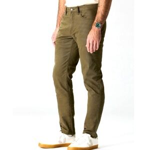 Flint And Tinder Olive Green Slim Fit Straight Leg Jeans